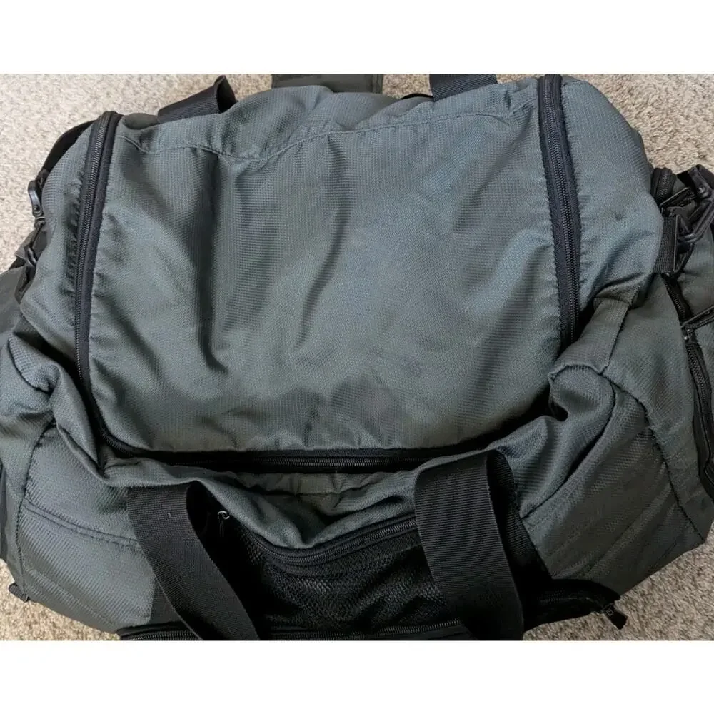 Vtg 90s Eddie Bauer Outdoor Outfitter Duffle Bag Travel Gym Shoulder Gray Black